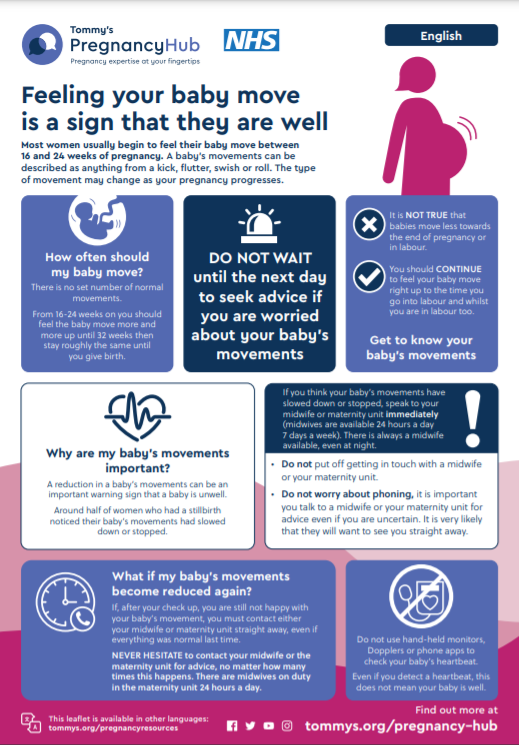 Leaflet on reduced fetal movement Maternity Patient Safety Learning